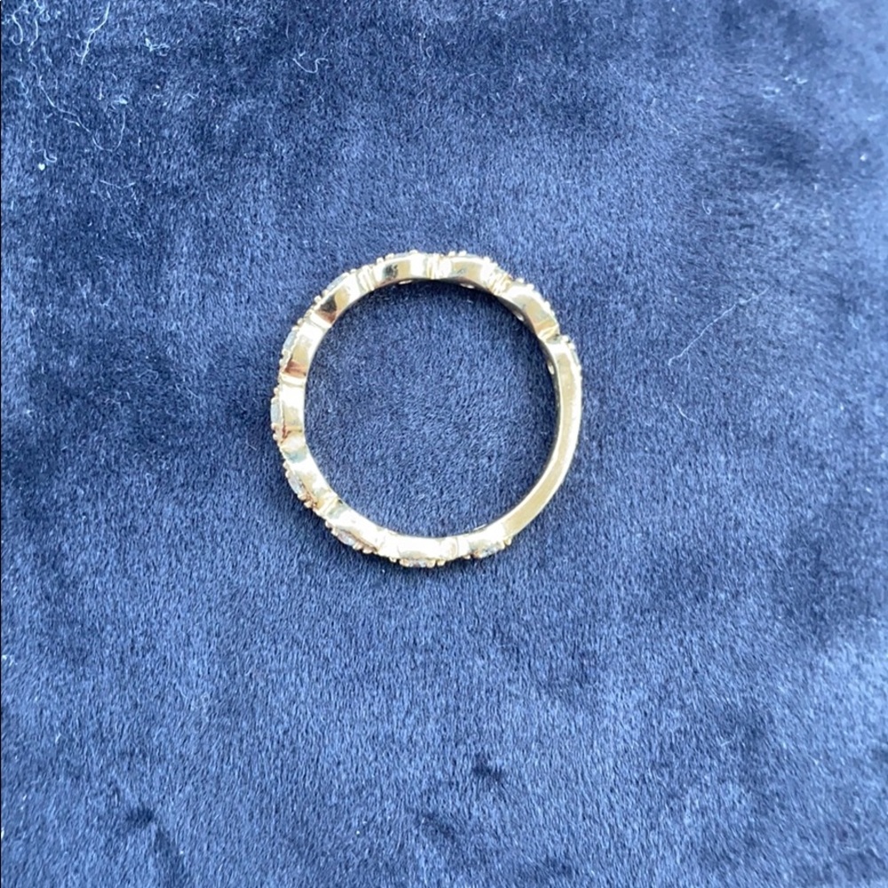 14k Gold Diamond Ring Stackable Wedding Band - image 3